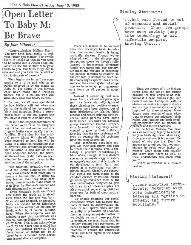 12-OpenLetterToBabyM-BeBrave 5-10-88